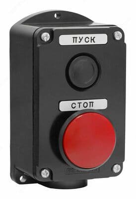 Пост кнопочный ПКЕ 212-2 У3 IP40 красн.гриб (пластик) - 1